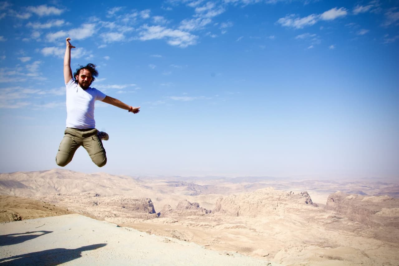 Jumping in the Jordanian Desert