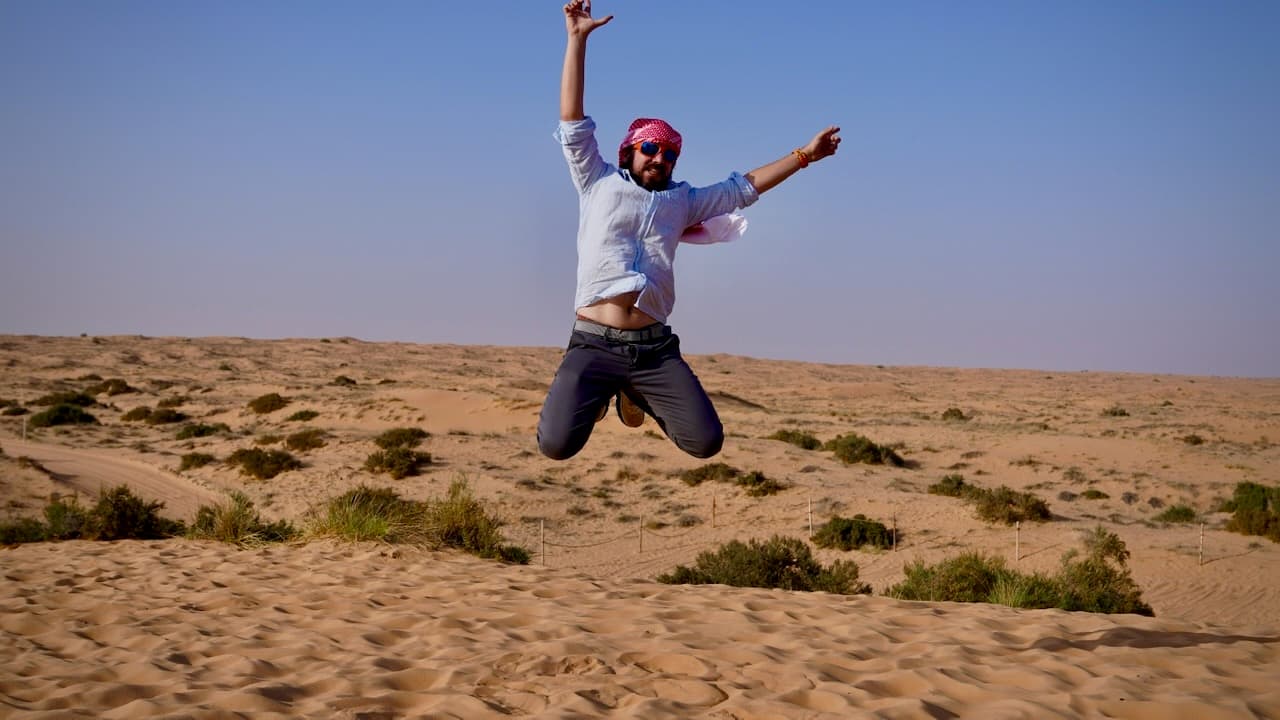 Jumping in Dubai Desert