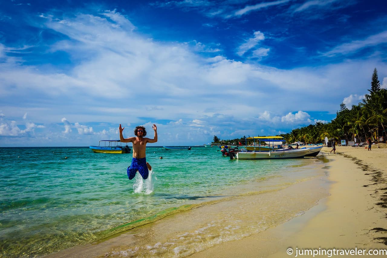 Jumping in West Bay Honduras