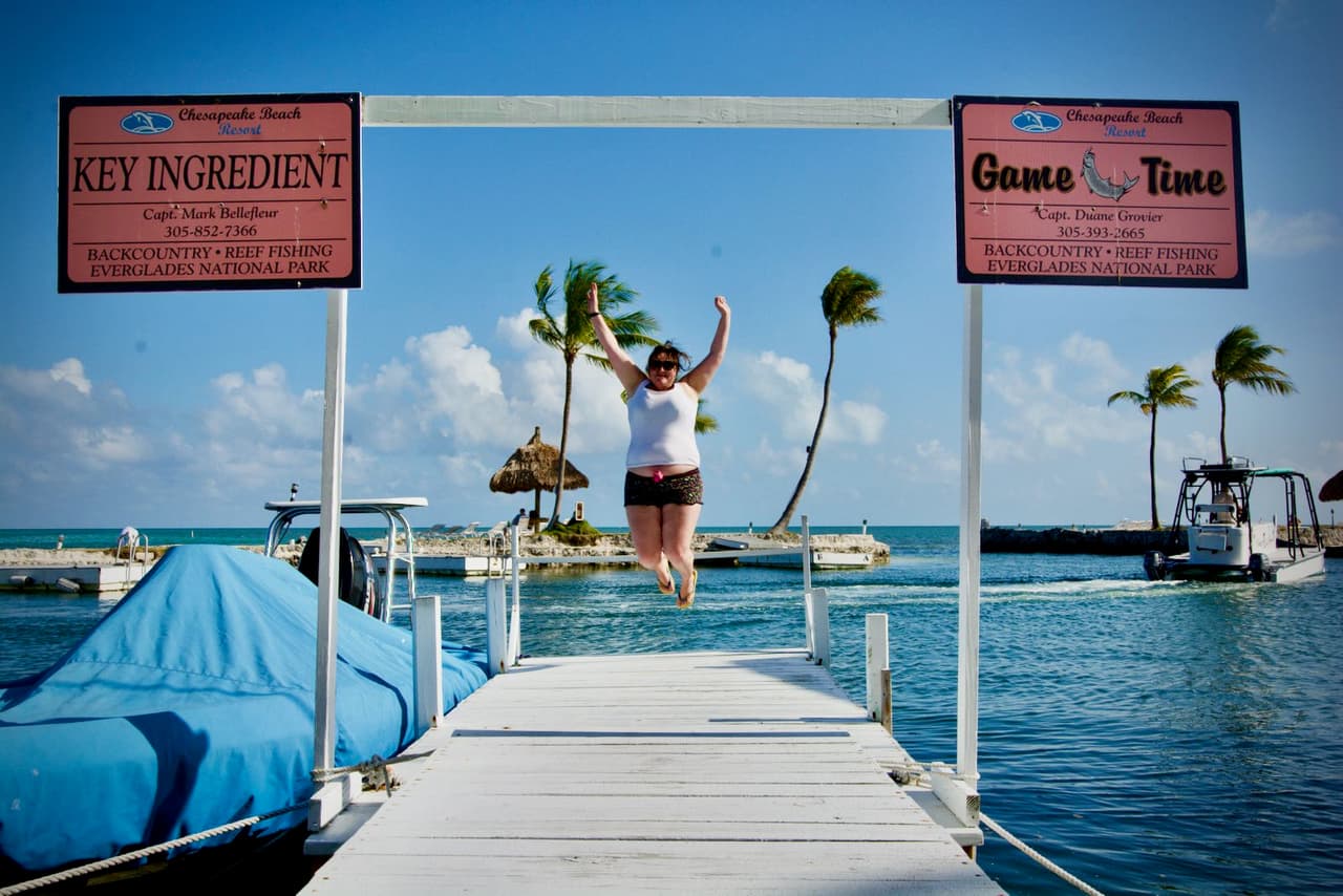 Judith jumping in Islamorada