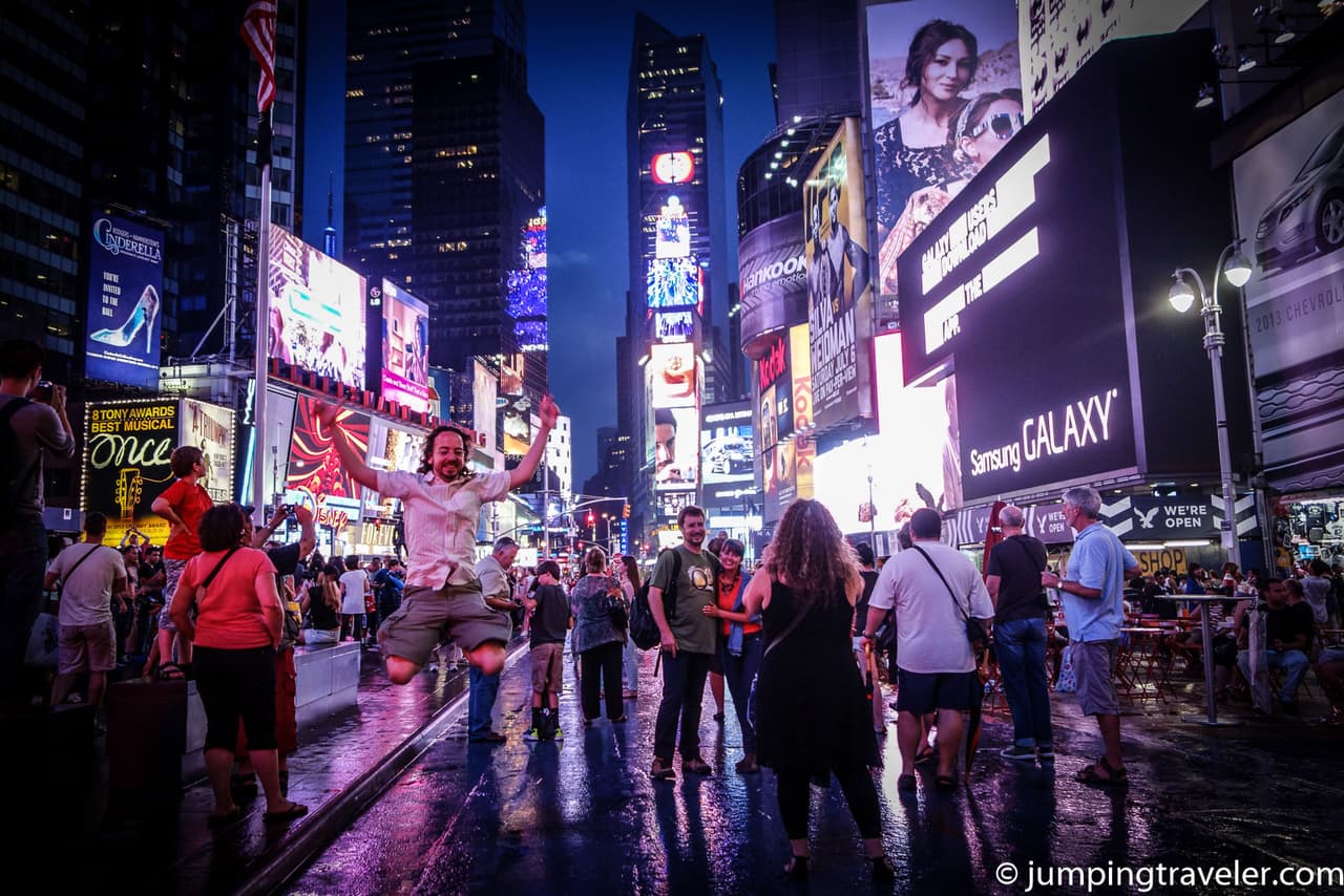 Jumping in Iconic Times Square, NYC