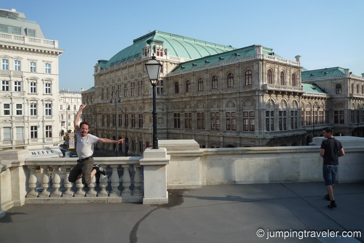 Jumping in front of the Opera House in Vienna