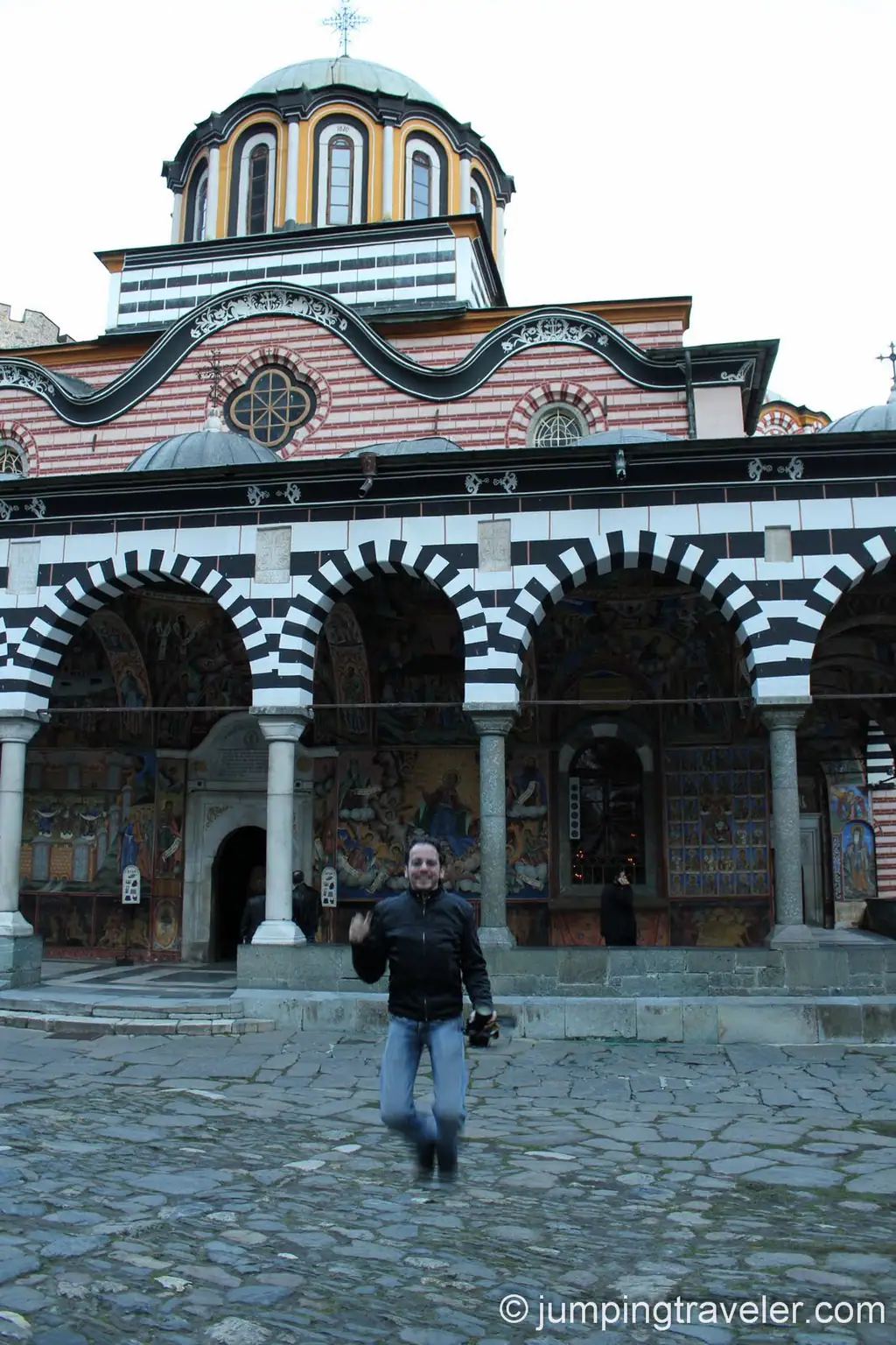 Jumping at Rila Monastery