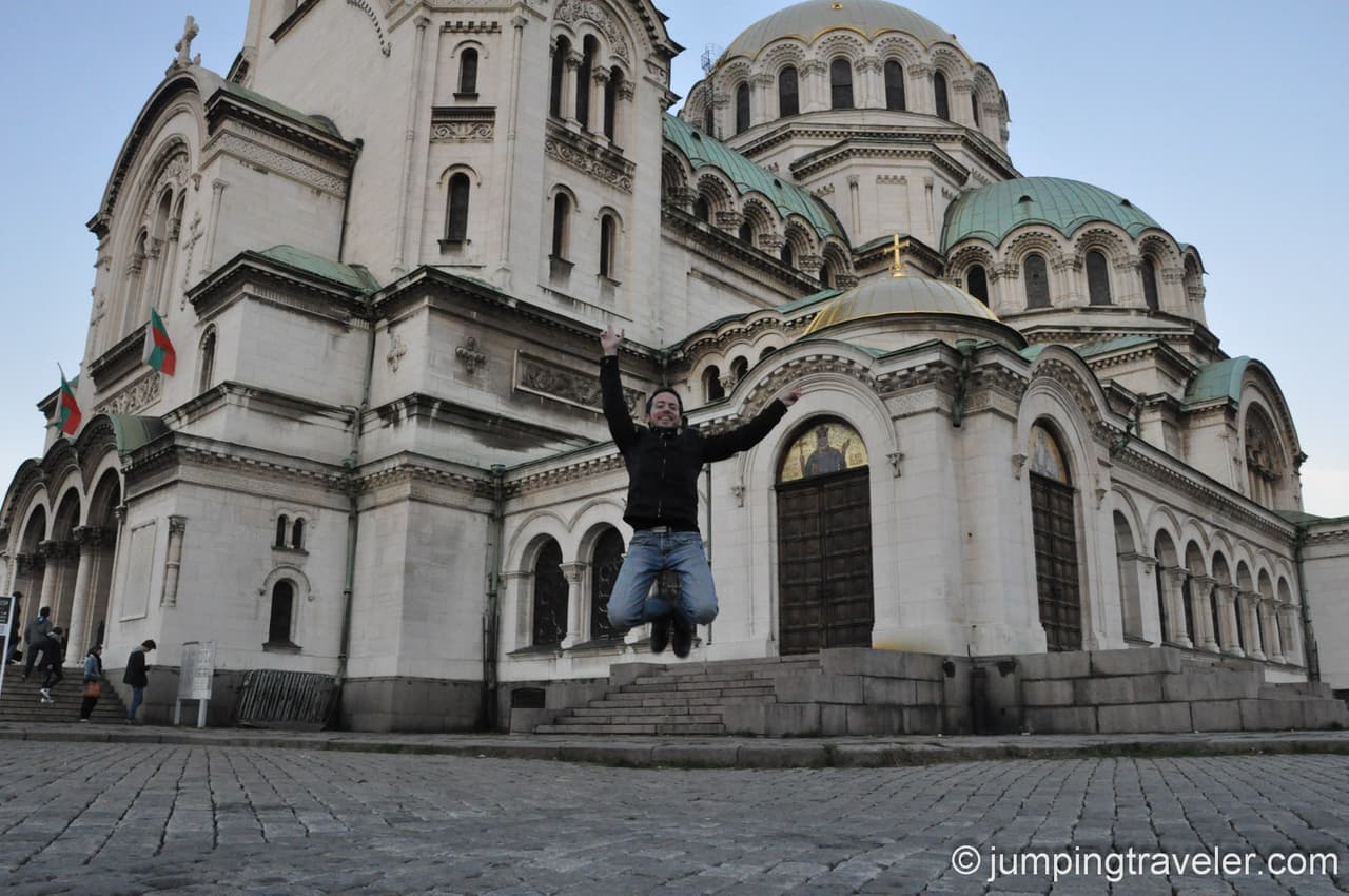 Jumping in front of Saint Aleksandar-Nevsky Cathedral