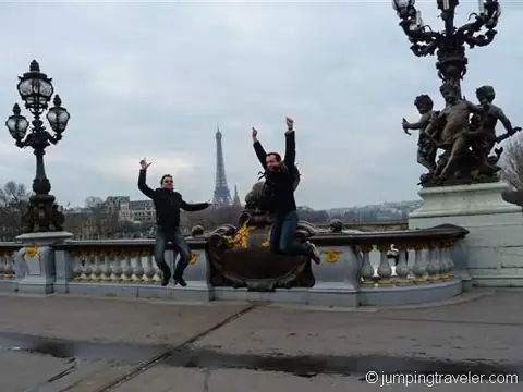Jumping on Alexandre III Bridge in Paris