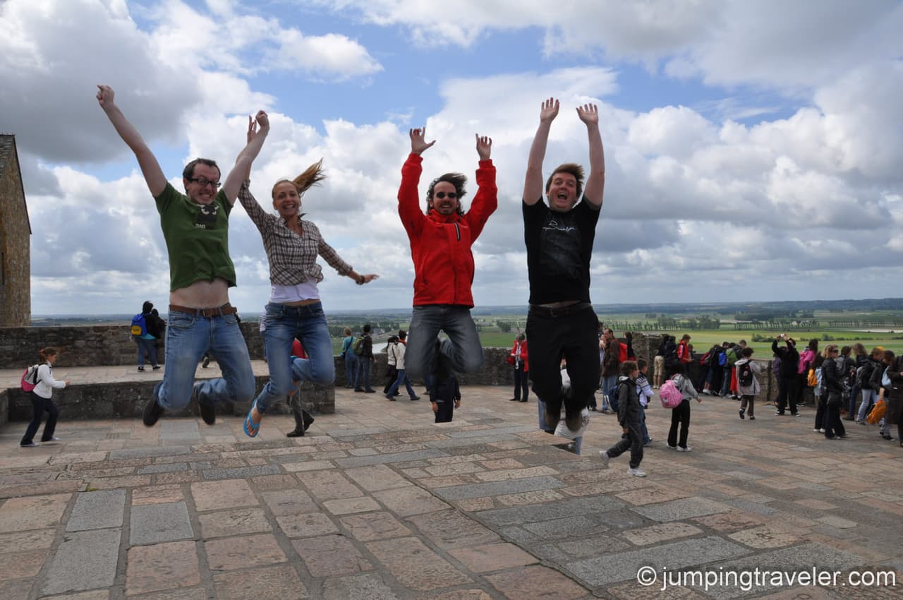 Jumping in Le Mont-Saint-Michel