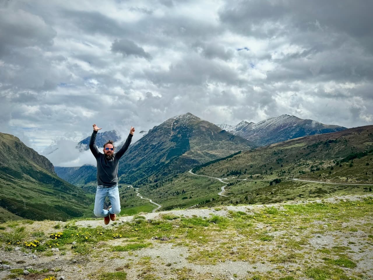 Jumping in the Pyrénées, close to Andorra border