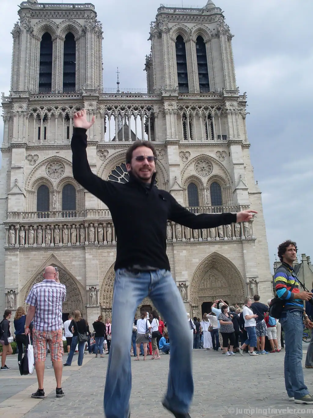 Jumping in front of Notre Dame