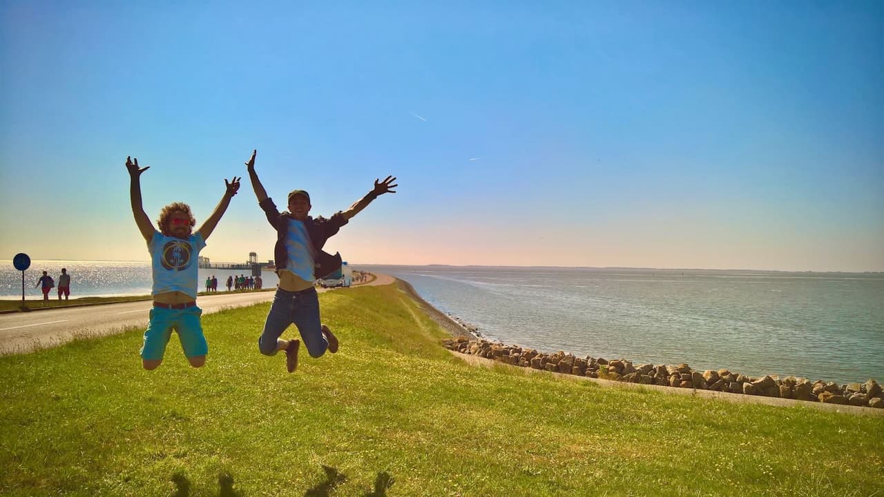 Jumping in Schiermonnikoog, right off the ferry