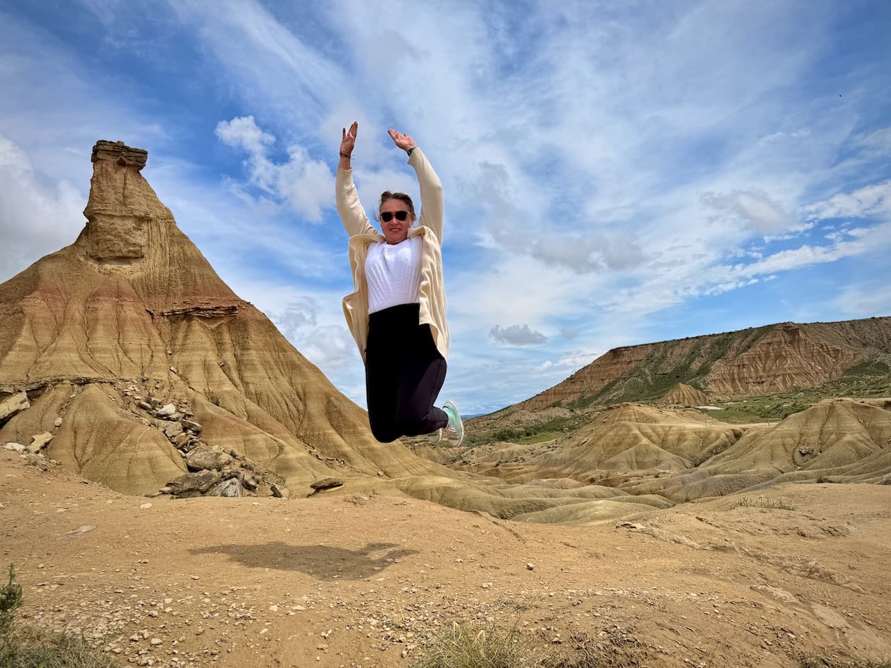 J. jumping in front of the Cabezo Castildetierra