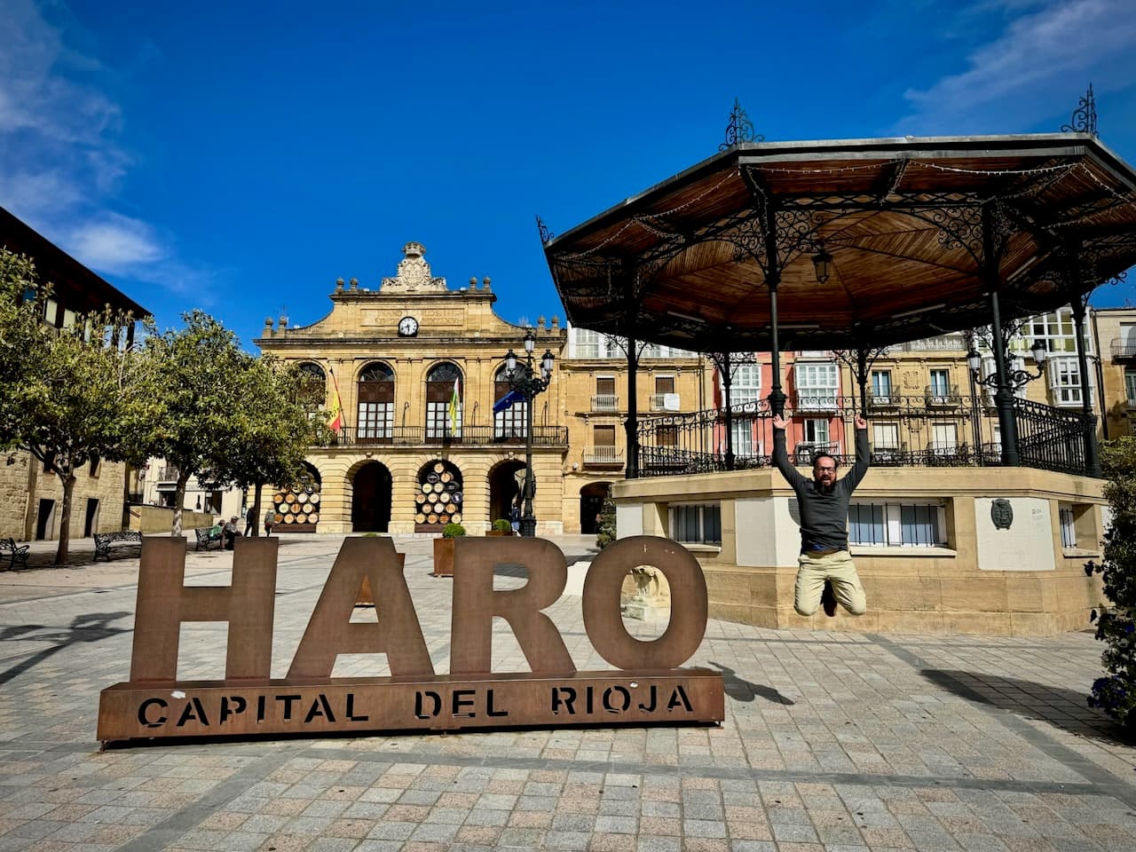 Jumping in Hara's main square