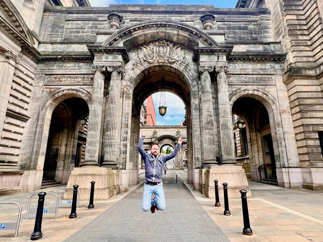 Jumping near Glasgow City Chambers