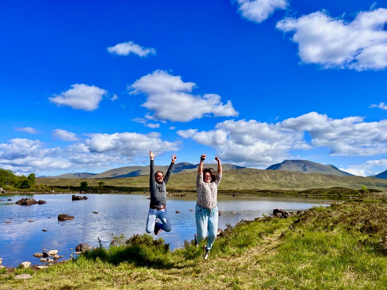 Sly and J jumping around Loch Ba
