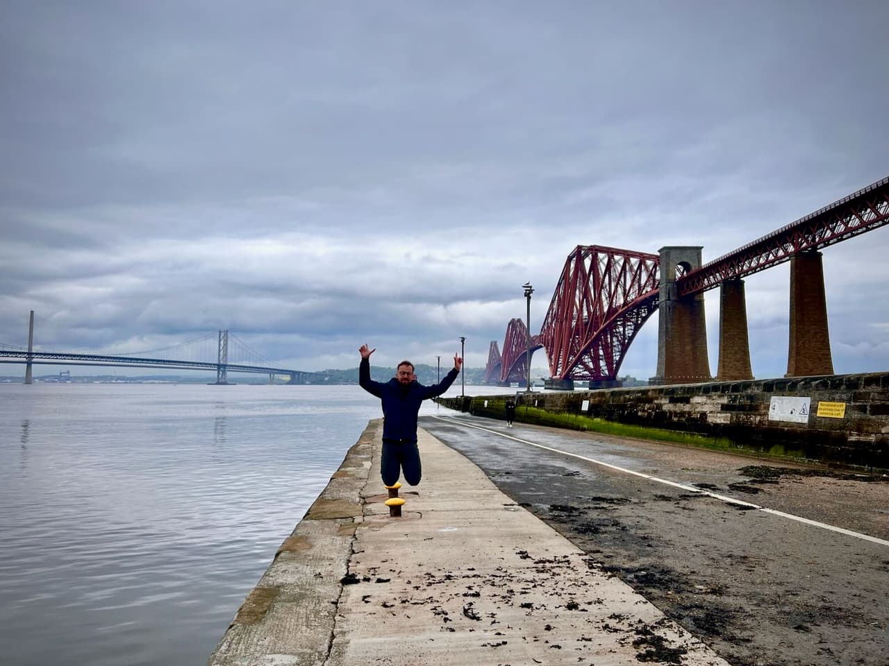 Jumping on a pier on Firth of the Forth